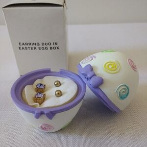 Purple and Gold Earring Duo in Easter Egg Box